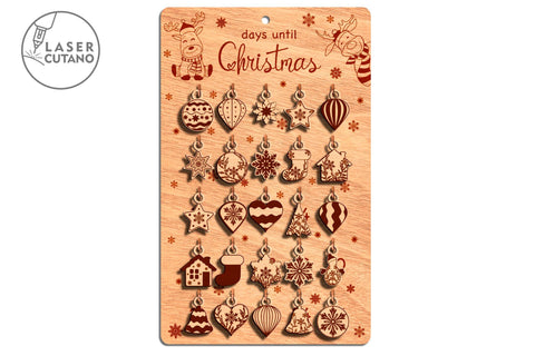 Christmas Calendar Decorative Wood Cut Template LAser Cut Files SVG LaserCutano 
