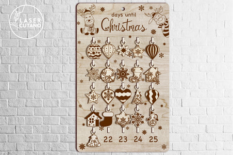 Christmas Calendar Decorative Wood Cut Template LAser Cut Files SVG LaserCutano 