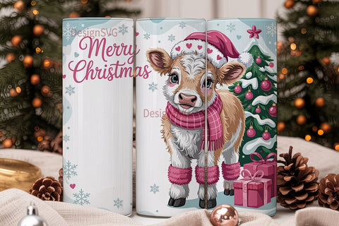 Christmas Calf 20oz Tumbler Wrap Sublimation DesignSVG 