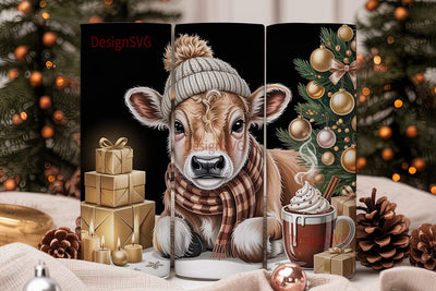 Christmas Calf 20oz Tumbler Wrap Sublimation DesignSVG 