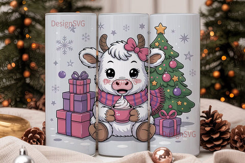 Christmas Calf 20oz Tumbler Wrap Sublimation DesignSVG 
