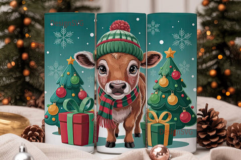 Christmas Calf 20oz Tumbler Wrap Sublimation DesignSVG 