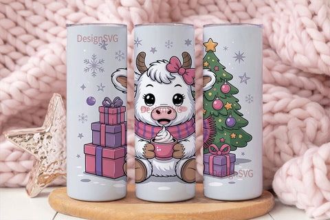 Christmas Calf 20oz Tumbler Wrap Sublimation DesignSVG 