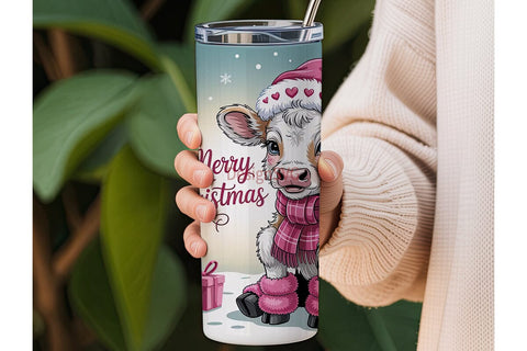 Christmas Calf 20oz Tumbler Wrap Sublimation DesignSVG 