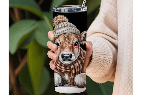 Christmas Calf 20oz Tumbler Wrap Sublimation DesignSVG 