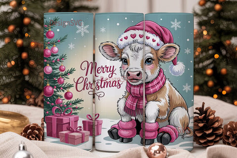 Christmas Calf 20oz Tumbler Wrap Sublimation DesignSVG 