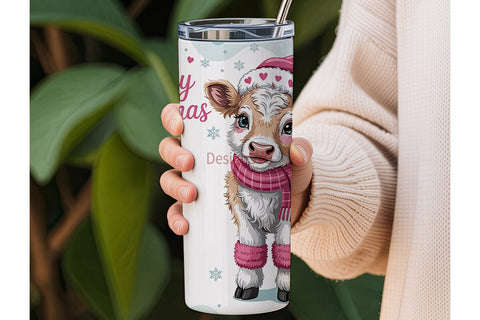 Christmas Calf 20oz Tumbler Wrap Sublimation DesignSVG 