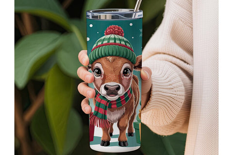 Christmas Calf 20oz Tumbler Wrap Sublimation DesignSVG 