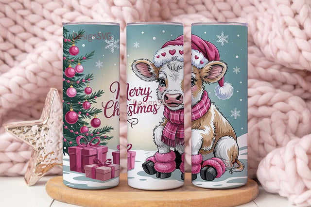 Christmas Calf 20oz Tumbler Wrap Sublimation DesignSVG 