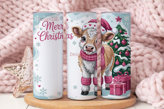 Christmas Calf 20oz Tumbler Wrap Sublimation DesignSVG 