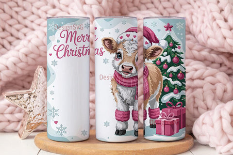 Christmas Calf 20oz Tumbler Wrap Sublimation DesignSVG 