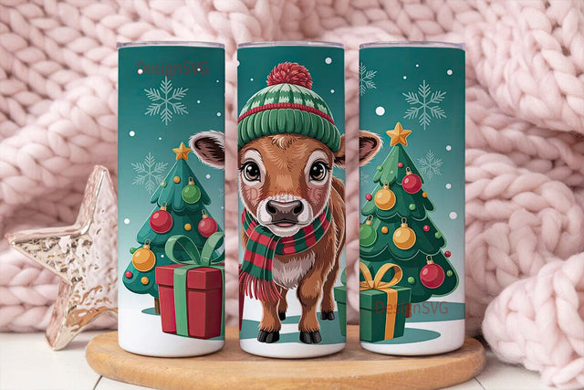 Christmas Calf 20oz Tumbler Wrap Sublimation DesignSVG 