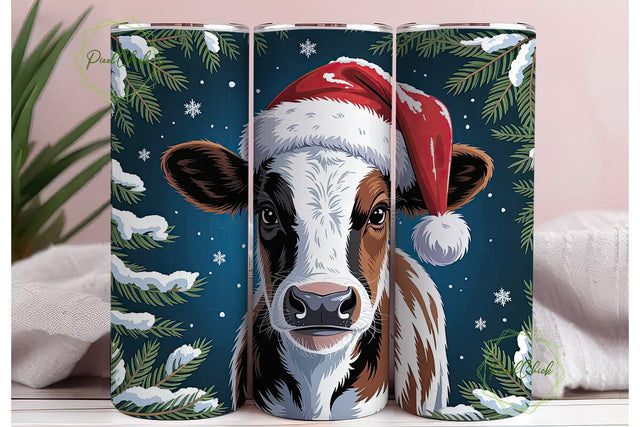 Christmas Calf 20oz Tumbler Wrap Sublimation PixelChick 