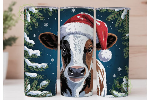 Christmas Calf 20oz Tumbler Wrap Sublimation PixelChick 