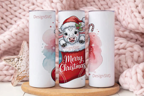 Christmas Calf in Stocking 20oz Tumbler Sublimation DesignSVG 