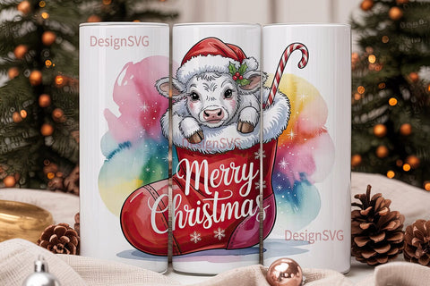 Christmas Calf in Stocking 20oz Tumbler Sublimation DesignSVG 