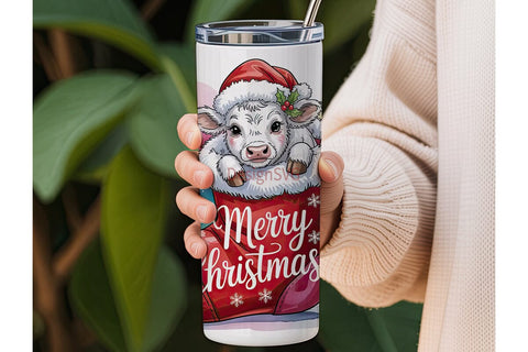Christmas Calf in Stocking 20oz Tumbler Sublimation DesignSVG 