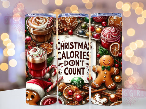 Christmas Calories 20oz Tumbler Wrap Sublimation Design, Straight Tapered Tumbler Wrap, Christmas Calories Don't Count Tumbler Png, Instant Digital Download Sublimation SvggirlplusArt 