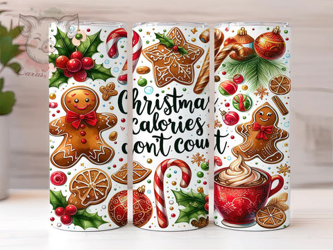 Christmas Calories Don't Count 20 oz Skinny Tumbler Sublimation Design, Straight & Tapered Tumbler Png, Gingerbread Tumbler Png, Digital Download PNG Sublimation Lara' s Designs 