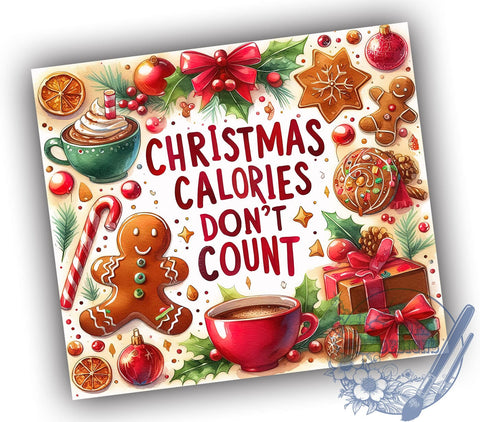 Christmas Calories Don't Count 20oz Skinny Tumbler PNG, Christmas Tumbler Sublimation Wrap, Straight & Tapered Tumbler Wrap, Instant Digital Download Sublimation ToriDesigns 