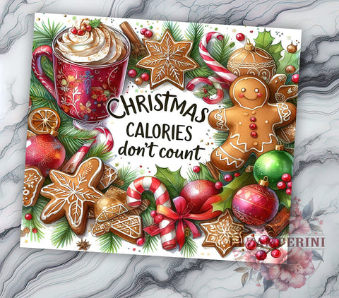 Christmas Calories Don't Count 20oz Tumbler Wrap PNG, Cute Christmas Tumbler PNG Sublimation Design, Straight & Tapered Tumbler Wrap, Instant Digital Download Sublimation Li Zamperini 