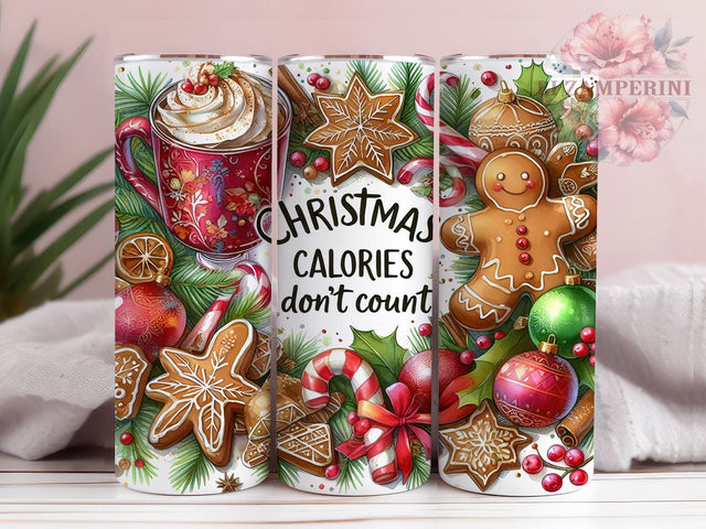 Christmas Calories Don't Count 20oz Tumbler Wrap PNG, Cute Christmas Tumbler PNG Sublimation Design, Straight & Tapered Tumbler Wrap, Instant Digital Download Sublimation Li Zamperini 