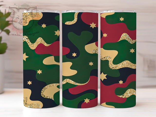Christmas Camo Gold Reindeer Tumbler, Gold Reindeer Sublimation Design, Holiday Stars Art, 20oz Xmas Tumbler, Whimsical Reindeer Mug, Stylish Holiday Cup, Festive Camo Wrap Sublimation Lara' s Designs 