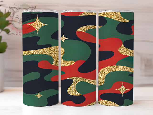 Christmas Camo Gold Reindeer Tumbler, Gold Reindeer Sublimation Design, Holiday Stars Art, 20oz Xmas Tumbler, Whimsical Reindeer Mug, Stylish Holiday Cup, Festive Camo Wrap Sublimation Lara' s Designs 