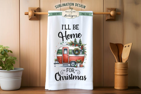 Christmas Camper Sublimation Kitchen Towel Designs - PNG Designs Sublimation Ewe-N-Me Designs 