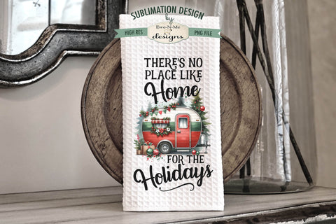 Christmas Camper Sublimation Kitchen Towel Designs - PNG Designs Sublimation Ewe-N-Me Designs 