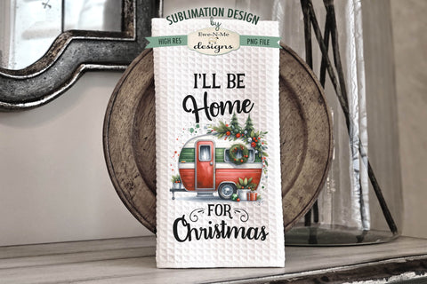 Christmas Camper Sublimation Kitchen Towel Designs - PNG Designs Sublimation Ewe-N-Me Designs 