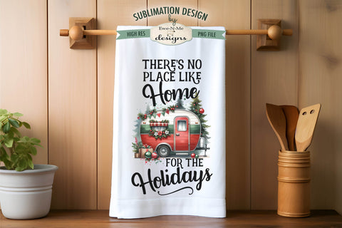 Christmas Camper Sublimation Kitchen Towel Designs - PNG Designs Sublimation Ewe-N-Me Designs 