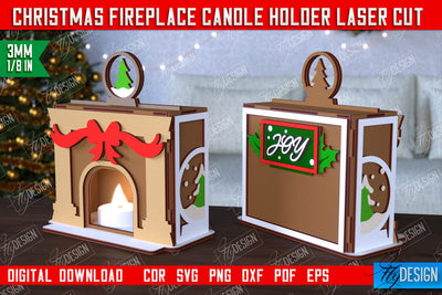 Christmas Candle Holder | Candlestick | Decorative Fireplace | Christmas Decor | CNC File SVG Fly Design 