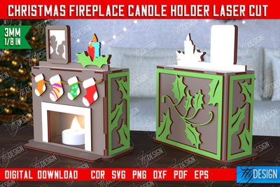 Christmas Candle Holder | Candlestick | Decorative Fireplace | Christmas Decor | CNC File SVG Fly Design 