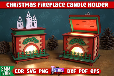 Christmas Candle Holder | Candlestick | Decorative Fireplace | Christmas Decor | CNC File SVG The T Store Design 