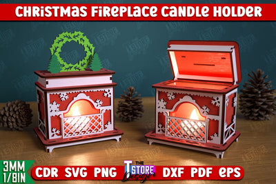 Christmas Candle Holder | Candlestick | Decorative Fireplace | Christmas Decor | CNC File SVG The T Store Design 