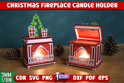Christmas Candle Holder | Candlestick | Decorative Fireplace | Christmas Decor | CNC File SVG The T Store Design 