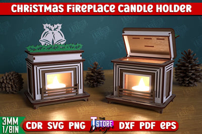 Christmas Candle Holder | Candlestick | Decorative Fireplace | Christmas Decor | CNC File SVG The T Store Design 