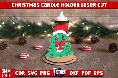 Christmas Candle Holder | Candlestick | Standing Figurines | Christmas Decor | CNC File SVG The T Store Design 