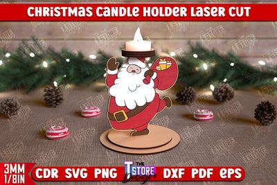 Christmas Candle Holder | Candlestick | Standing Figurines | Christmas Decor | CNC File SVG The T Store Design 