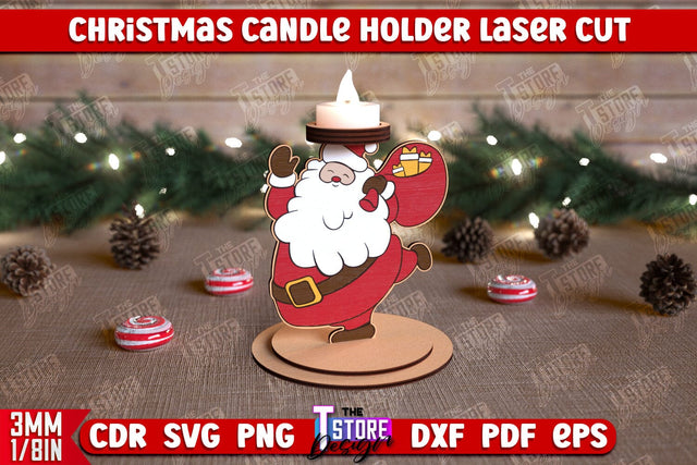 Christmas Candle Holder | Candlestick | Standing Figurines | Christmas Decor | CNC File SVG The T Store Design 