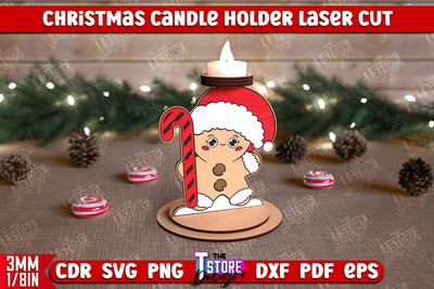Christmas Candle Holder | Candlestick | Standing Figurines | Christmas Decor | CNC File SVG The T Store Design 