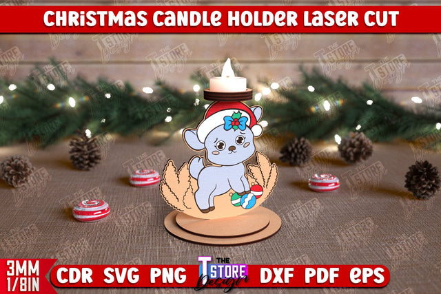 Christmas Candle Holder | Candlestick | Standing Figurines | Christmas Decor | CNC File SVG The T Store Design 