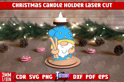 Christmas Candle Holder | Candlestick | Standing Figurines | Christmas Decor | CNC File SVG The T Store Design 
