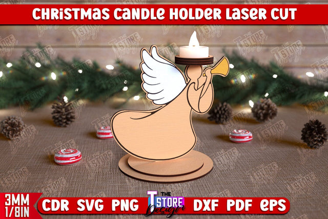 Christmas Candle Holder | Candlestick | Standing Figurines | Christmas Decor | CNC File SVG The T Store Design 
