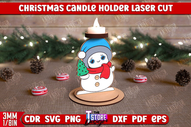 Christmas Candle Holder | Candlestick | Standing Figurines | Christmas Decor | CNC File SVG The T Store Design 