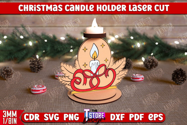 Christmas Candle Holder | Candlestick | Standing Figurines | Christmas Decor | CNC File SVG The T Store Design 