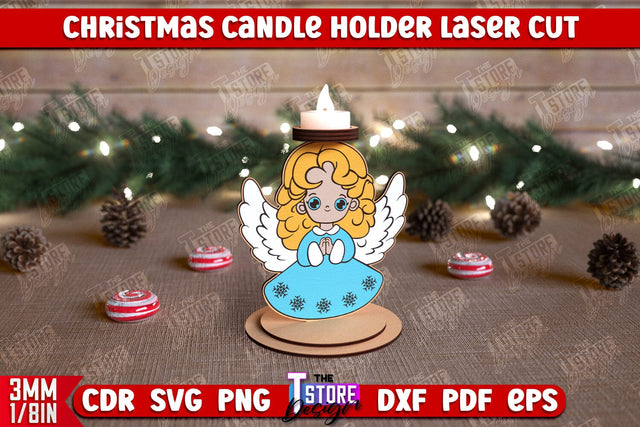 Christmas Candle Holder | Candlestick | Standing Figurines | Christmas Decor | CNC File SVG The T Store Design 