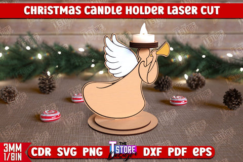 Christmas Candle Holders Bundle | Candlestick | Standing Figurines | Christmas Decor | CNC File SVG The T Store Design 