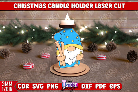 Christmas Candle Holders Bundle | Candlestick | Standing Figurines | Christmas Decor | CNC File SVG The T Store Design 